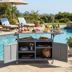 Outdoor Kitchen Island Cart with Stainless Steel Top