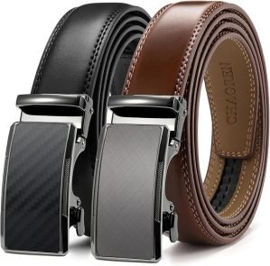 Leather Ratchet Belt Men 2 Pack
