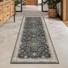 Black Boho Washable 2×6 Runner Rug 