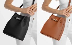 Michael Kors Carson Medium Pebbled Bucket Crossbody Bag