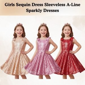 Girls Sequin Dress Sleeveless A-Line Sparkly Dresses