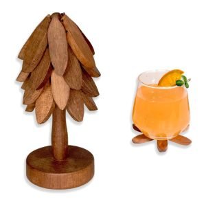 Wooden Tree-Shaped Coasters Set