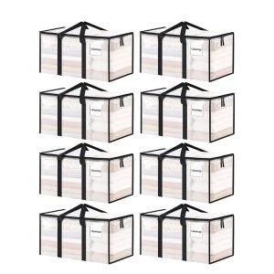 8 Pack Extra Large Clothes Storage Bins with Lids