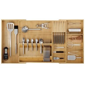 Bamboo Silverware Drawer Organizer