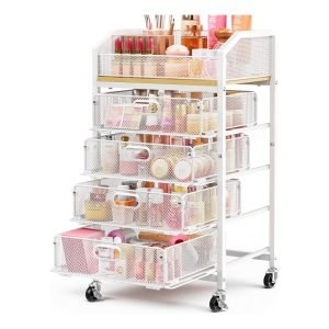 Rolling Makeup Cart with Drawers