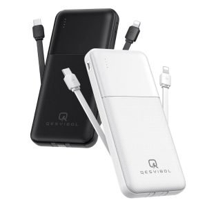 2-Pack 10000mAh Portable Charger with Built in Cables