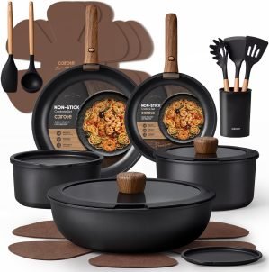 CAROTE 21pcs Pots and Pans Set Non Stick
