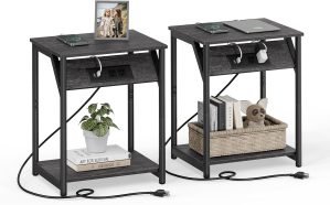 End Table with Charging Station – Set of 2