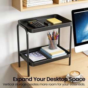 2-in-1 Narrow Side Table with Storage Shelves