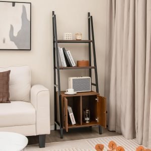 4-Tier Ladder Shelf with Cabinet