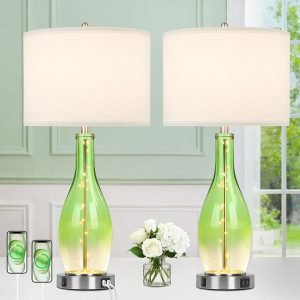 Tall Glass Table Lamps Set of 2