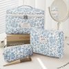 3 Pcs Floral Makeup Bag