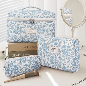 3 Pcs Floral Makeup Bag