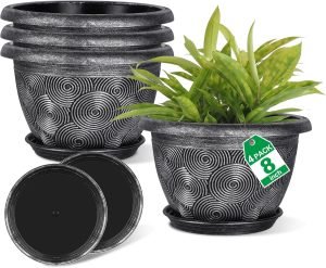 8 Inch Plastic Pots for Plant with Saucer