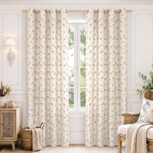 BGment Leaf Printed Linen Curtains