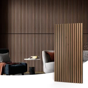 2-Pack Fluted Acoustic Wood Slat Wall Panel