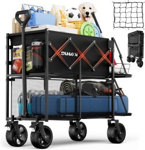 Double Decker Collapsible Wagon with Brakes