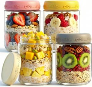 16 oz 4-Pack Overnight Oats Containers with Lids