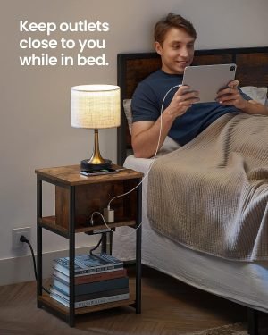 Side Table with Charging Station