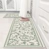 Green Line Art Herb Leaves Kitchen Rug