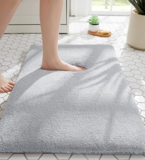 24×17-Inch Light Gray Bathroom Rug