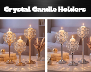Crystal Candle Holders – 3 Piece Set