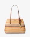 Michael Kors Outlet Avalon Medium Striped Woven Tote Bag