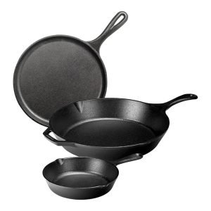 Lodge Cast Iron Set – 3-Piece Skillet & Griddle Cookware