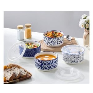 Ceramic Bowls with Lids Set of 4