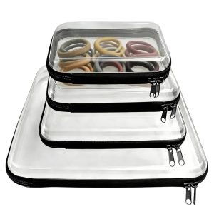 4PCS Clear Hard Shell Double-Zipper Pouches
