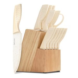 14pcs Knife Set with Built-in Sharpener Block