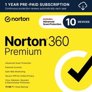 Norton 360 Premium 2027 Antivirus – 10 Devices, 1 Year