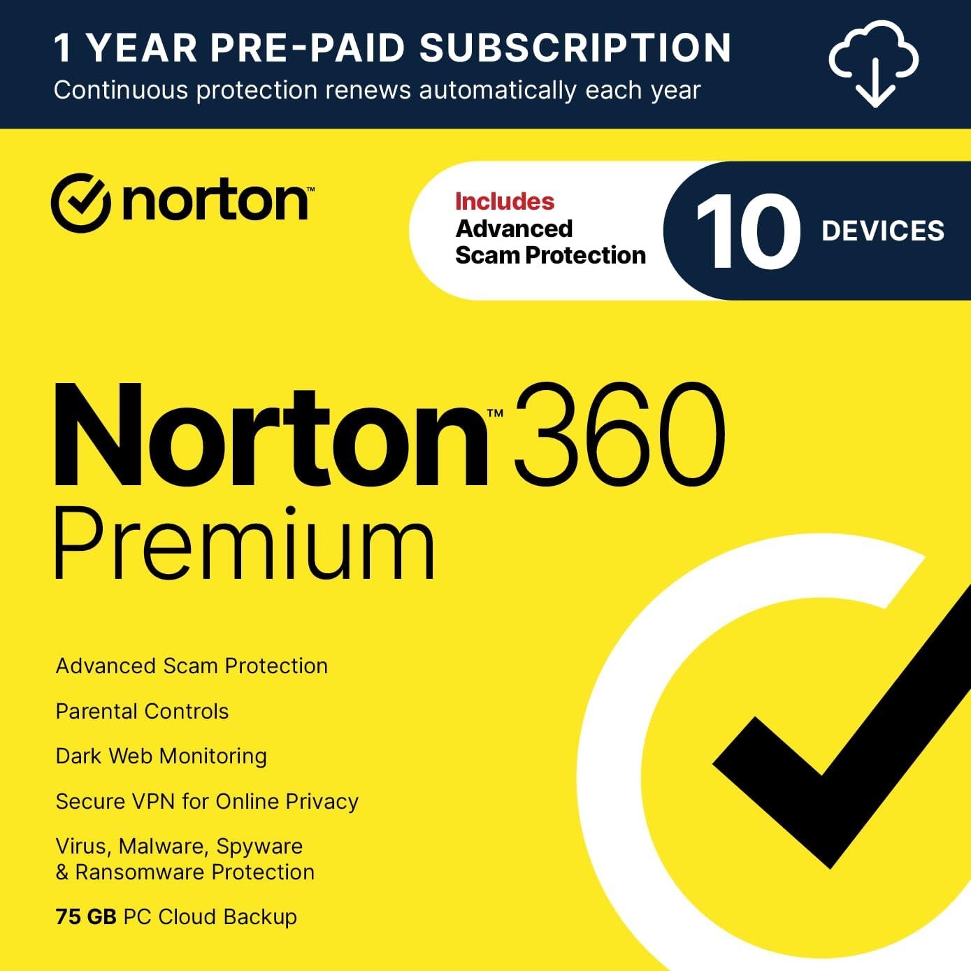 Norton 360 Premium 2027 Antivirus – 10 Devices, 1 Year