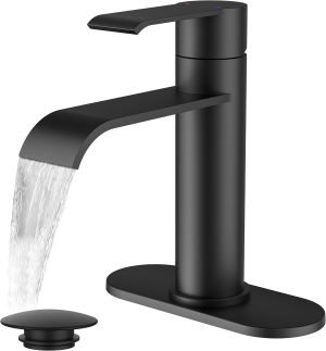 Single Hole Bathroom Faucet Matte Black