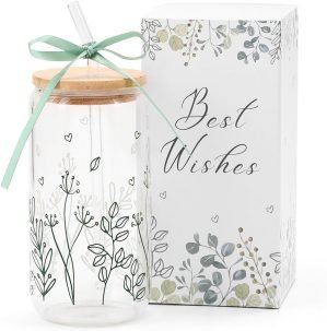 Women’s Floral Coffee Glass Cup
