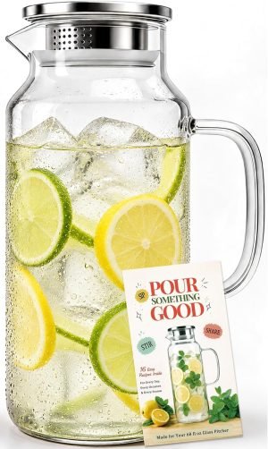 Borosilicate Glass Pitcher with Lid and Handle