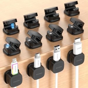 12‑Pack Magnetic Cable Clips Cord Organizer