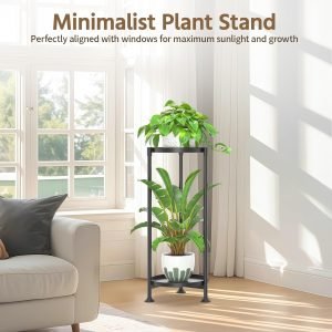 Metal Plant Stand with 2 Tier Tray