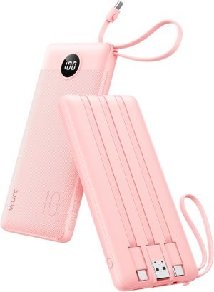 Portable Charger with Built-in Cables