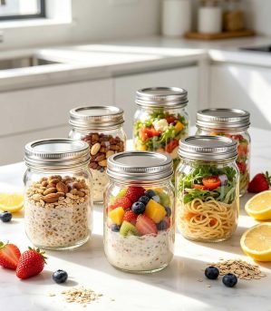 Mason Jars with Lids 16 oz, 4 Pack