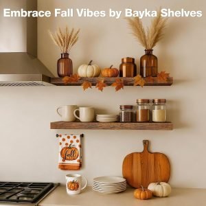 Rustic Brown Floating Shelves – Set of 2
