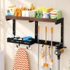 Broom and Mop Organizer with Storage Basket