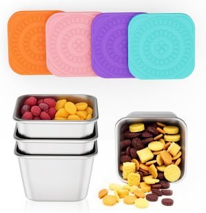 Set of 4 Stainless Steel Snack Containers