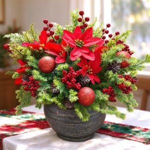 Artificial Christmas Picks 6 Pack Red Berries Stems