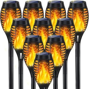 10-Pack Flame Torch Solar Halloween Lights