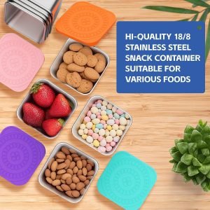Set of 4 Stainless Steel Snack Containers