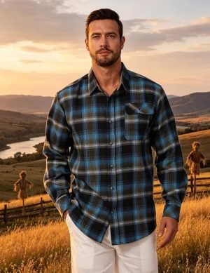 Men’s Long Sleeve Cotton Flannel Shirt