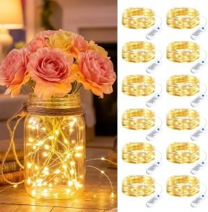 12 Pack Warm White Battery Operated Fairy String Lights