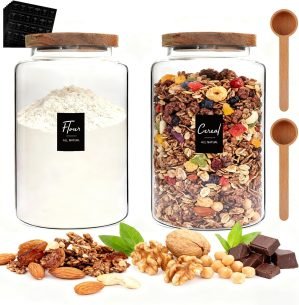 Glass Storage Jar with Bamboo Lid & Spoon