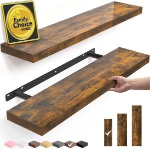 Rustic Brown Floating Shelves Set of 2